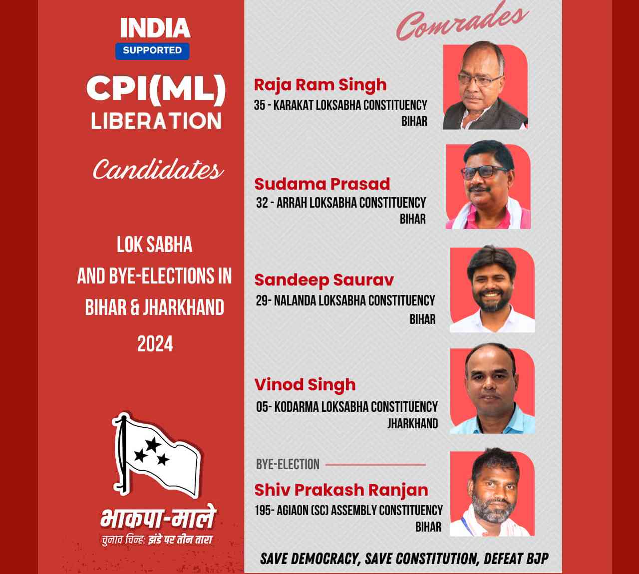 CPIML Announces Candidates for Lok Sabha
